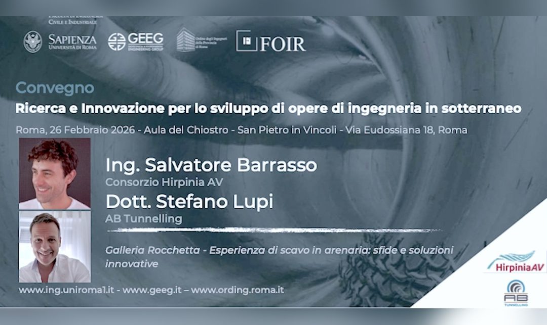 Galleria Rocchetta: l’esperienza di scavo in arenaria presentata da AB Tunnelling al convegno della Sapienza