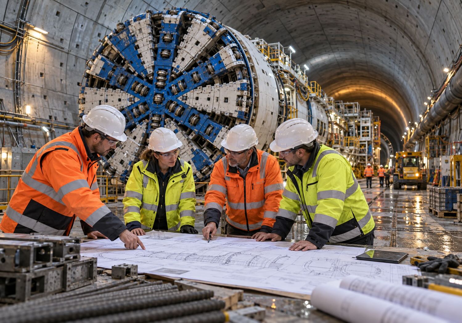 Home 12 Italian tunnelling industry: tunnel under construction with precast segment lining